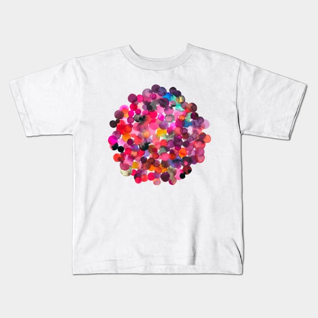 Overlapped Watercolor Dots Kids T-Shirt by ninoladesign